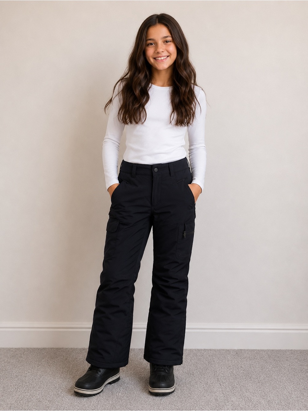 Black Kids Cargo Snow Pants - Casual Bottoms